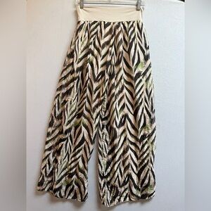 Bellambia Silk Zebra Print Women's Wide leg lined Pants Sz S